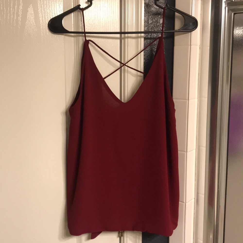 Maroon Open Back Spaghetti Strap Top